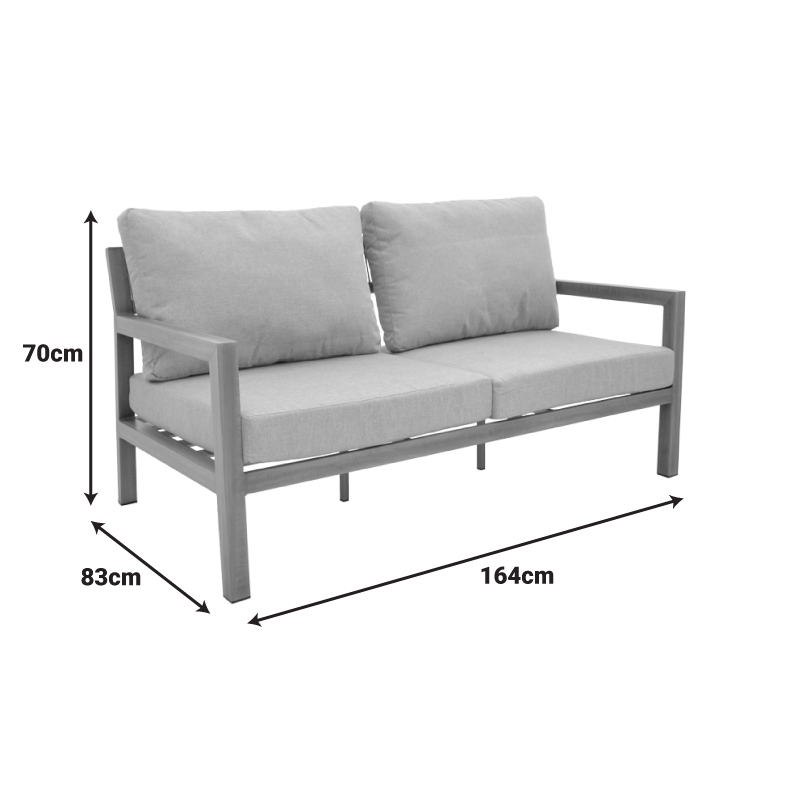 Σαλόνι κήπου Andasio pakoworld σετ 4τεμ αλουμίνιο κ σχοινί σε φυσική- μαξιλάρια σε γκρι απόχρωση