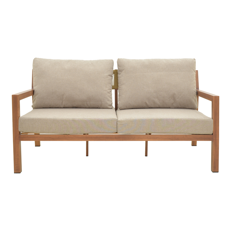 Σαλόνι κήπου Andasio pakoworld σετ 4τεμ αλουμίνιο κ σχοινί σε φυσική- μαξιλάρια σε γκρι απόχρωση