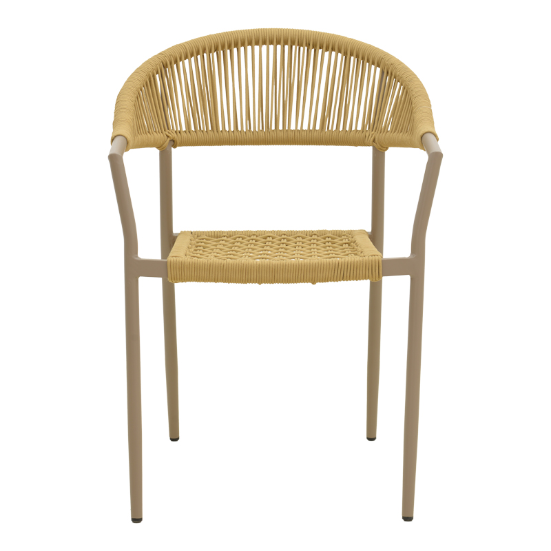 Πολυθρόνα Ammos pakoworld στοιβαζόμενη αλουμίνιο καφέ- pe σχοινί σε φυσική απόχρωση 57x61x82εκ