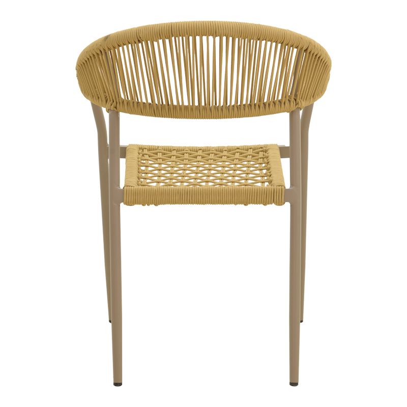 Πολυθρόνα Ammos pakoworld στοιβαζόμενη αλουμίνιο καφέ- pe σχοινί σε φυσική απόχρωση 57x61x82εκ