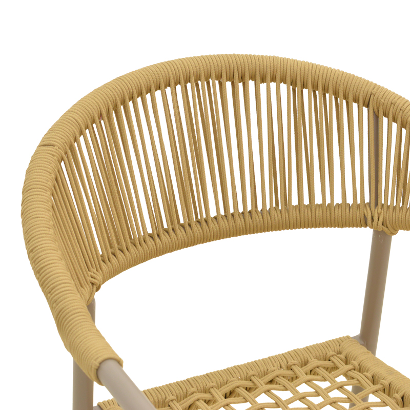 Πολυθρόνα Ammos pakoworld στοιβαζόμενη αλουμίνιο καφέ- pe σχοινί σε φυσική απόχρωση 57x61x82εκ