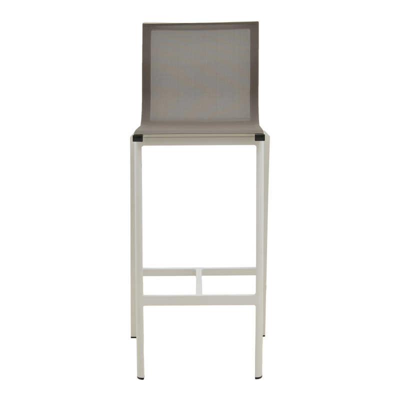 Σκαμπό μπαρ Melina pakoworld στοιβαζόμενη αλουμίνιο σε λευκή- textline σε γκρι απόχρωση 45x49x115εκ