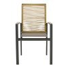 Πολυθρόνα Aegean pakoworld στοιβαζόμενη teak-pe σχοινί σε φυσική - αλουμίνιο κ textline σε ανθρακί απόχρωση 57x64x87εκ