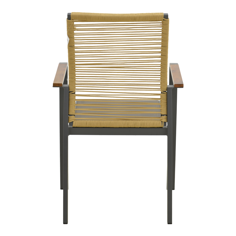 Πολυθρόνα Aegean pakoworld στοιβαζόμενη teak-pe σχοινί σε φυσική - αλουμίνιο κ textline σε ανθρακί απόχρωση 57x64x87εκ