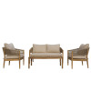 Outdoor lounge set Lemanda pakoworld acacia wood with rope -beige cushions