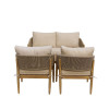 Outdoor lounge set Lemanda pakoworld acacia wood with rope -beige cushions