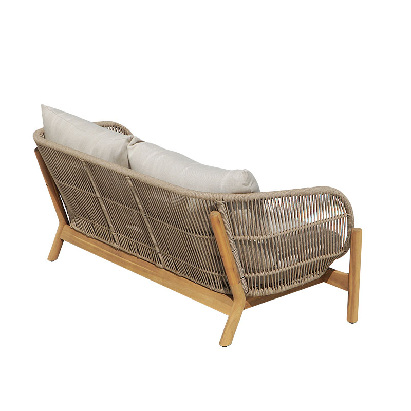 Καναπές 2θέσιος Verilan pakoworld μασίφ ξύλο ακακίας-ύφασμα σε φυσική-μπεζ απόχρωση 163x77x70εκ