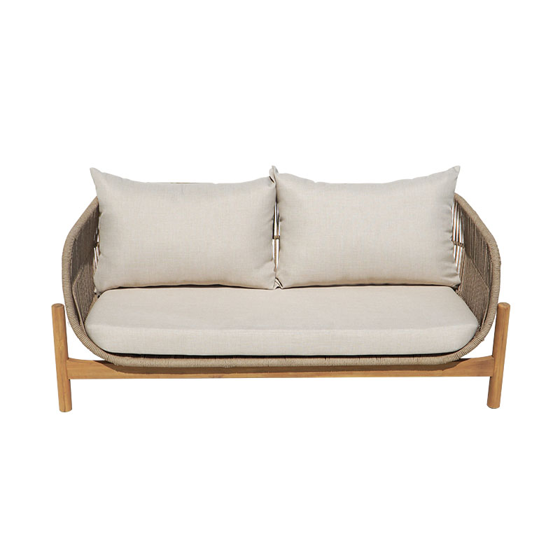 Καναπές 2θέσιος Verilan pakoworld μασίφ ξύλο ακακίας-ύφασμα σε φυσική-μπεζ απόχρωση 163x77x70εκ