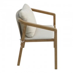 Πολυθρόνα Malibu II pakoworld μασίφ ξύλο ακακίας-ύφασμα σε φυσική-μπεζ απόχρωση 58x63x74εκ