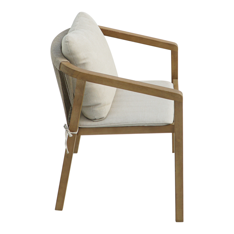 Πολυθρόνα Malibu II pakoworld μασίφ ξύλο ακακίας-ύφασμα σε φυσική-μπεζ απόχρωση 58x63x74εκ