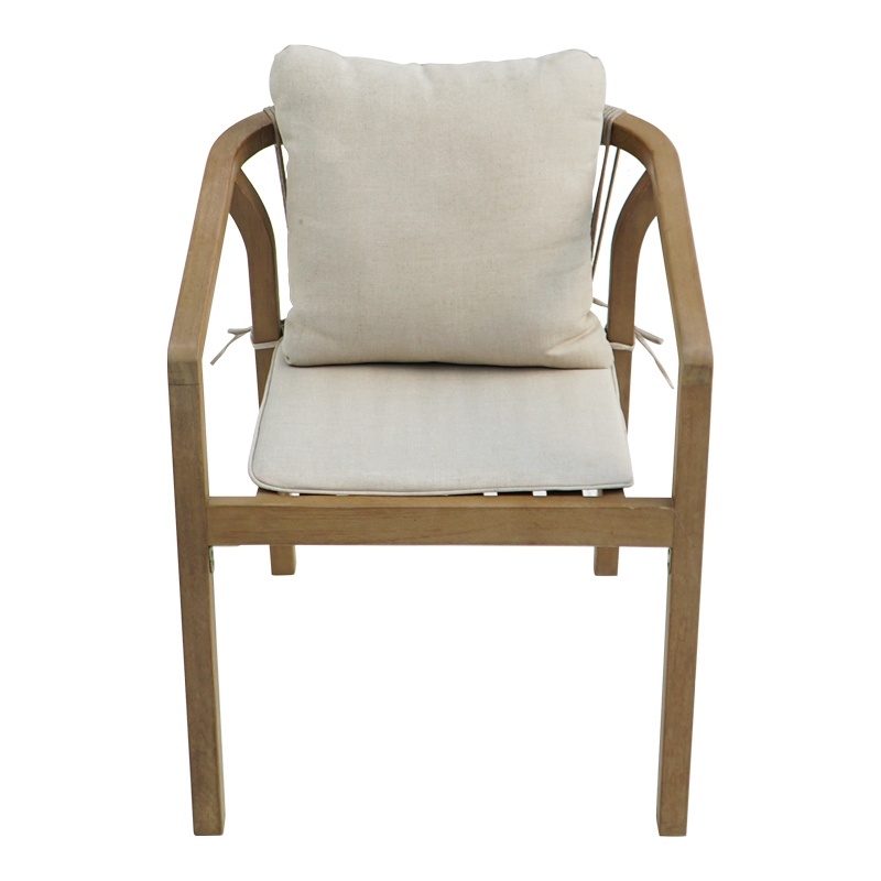 Πολυθρόνα Malibu II pakoworld μασίφ ξύλο ακακίας-ύφασμα σε φυσική-μπεζ απόχρωση 58x63x74εκ