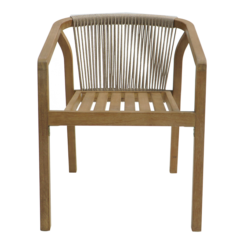 Πολυθρόνα Malibu II pakoworld μασίφ ξύλο ακακίας-ύφασμα σε φυσική-μπεζ απόχρωση 58x63x74εκ