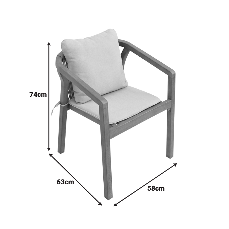 Πολυθρόνα Malibu II pakoworld μασίφ ξύλο ακακίας-ύφασμα σε φυσική-μπεζ απόχρωση 58x63x74εκ