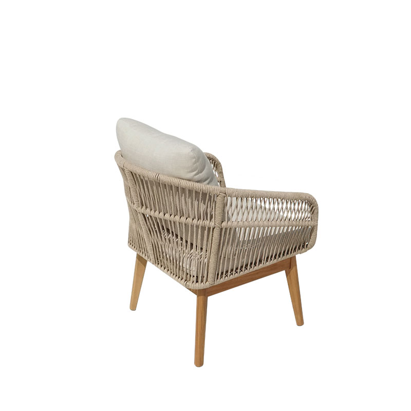 Armchair Macrena pakoworld acacia wood-fabric in natural-beige color 65x72x78cm