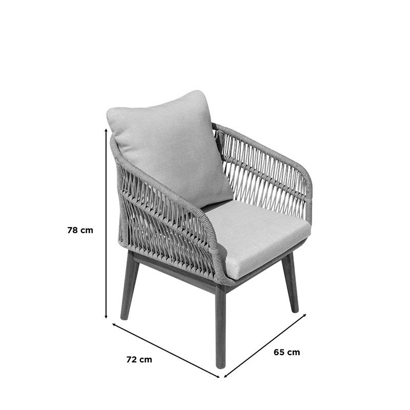 Armchair Macrena pakoworld acacia wood-fabric in natural-beige color 65x72x78cm