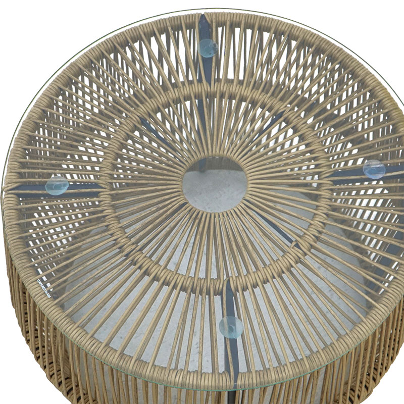 Table Adela pakoworld pe wicker-glass in natural color D47x38cm