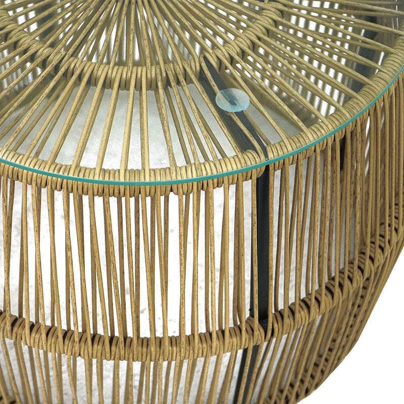 Table Adela pakoworld pe wicker-glass in natural color D47x38cm