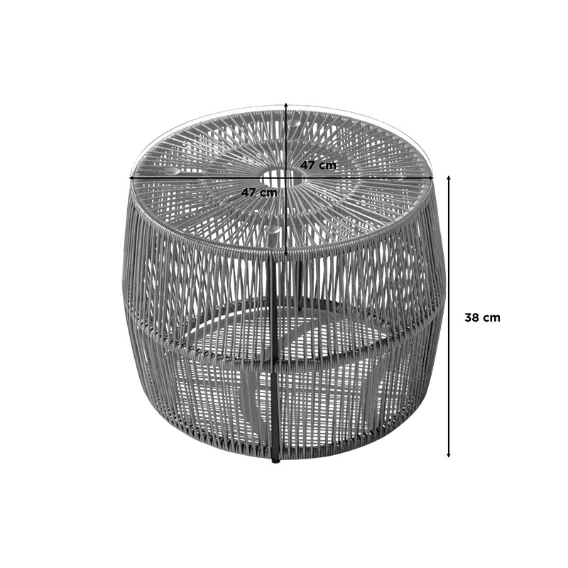 Table Adela pakoworld pe wicker-glass in natural color D47x38cm
