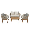 Outdoor lounge set Macrena pakoworld acacia wood with rope amnd beige cushions
