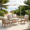 Outdoor lounge set Macrena pakoworld acacia wood with rope amnd beige cushions