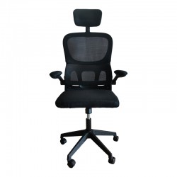 Recko office chair pakoworld mesh fabric in black shade 56x62x116-125cm