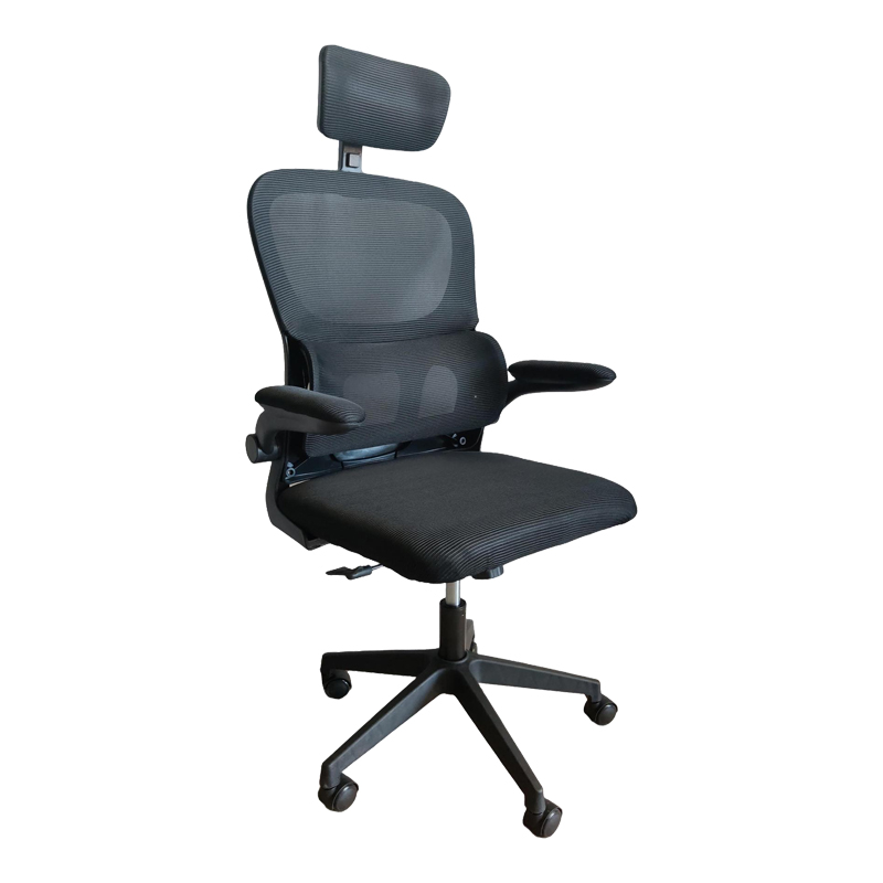 Recko office chair pakoworld mesh fabric in black shade 56x62x116-125cm
