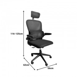 Recko office chair pakoworld mesh fabric in grey shade 56x62x116-125cm