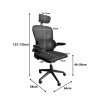 Recko office chair pakoworld mesh fabric in grey shade 64x58x123-133cm