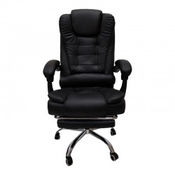 Καρέκλα γραφείου διευθυντή με υποπόδιο Worko pakoworld pu σε μαύρη απόχρωση 66x62x113-121εκ
