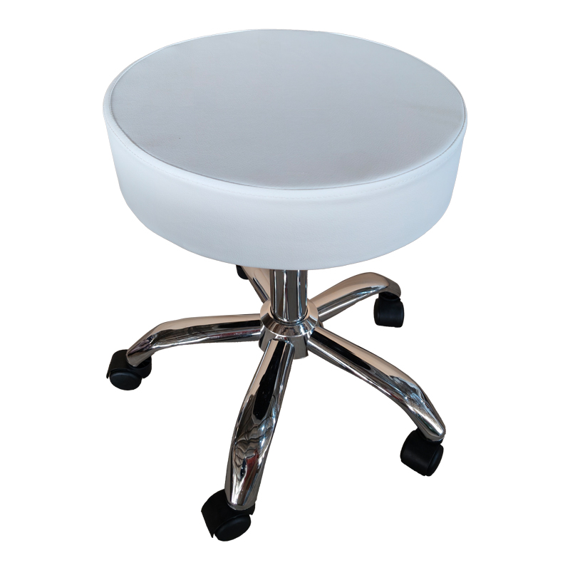 Tebere pakoworld pu office-work stool on wheels in white shade 35x35x45-57cm