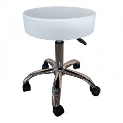 Tebere pakoworld pu office-work stool on wheels in white shade 35x35x45-57cm
