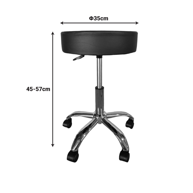 Tebere pakoworld pu office-work stool on wheels in white shade 35x35x45-57cm