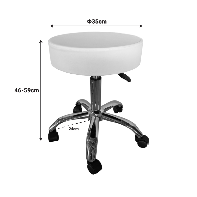 Tebere pakoworld pu office-work stool on wheels in white shade D35x46-59cm