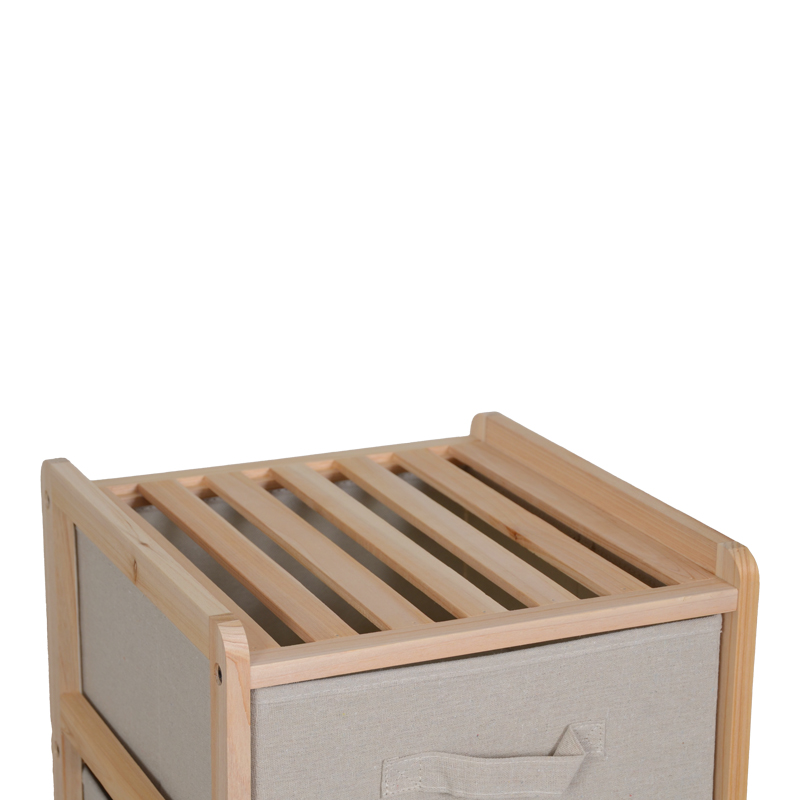 Chest of drawers Wolen pakoworld fir wood-fabric in natural-beige color 34.5x36.5x67cm