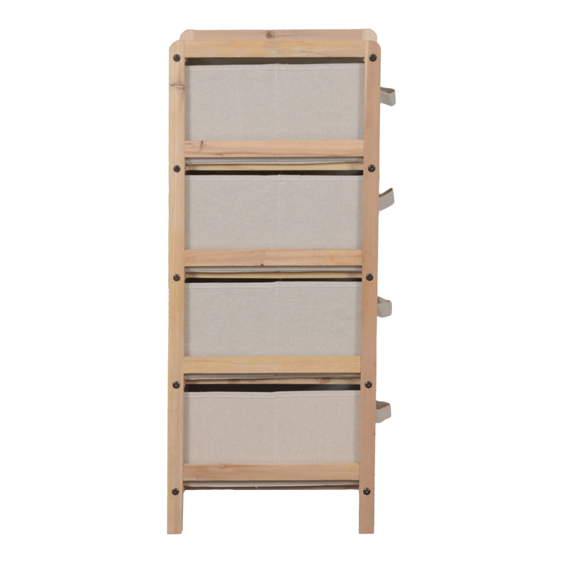 Chest of drawers Wolen pakoworld fir wood-fabric in natural-beige color 34.5x36.5x86cm