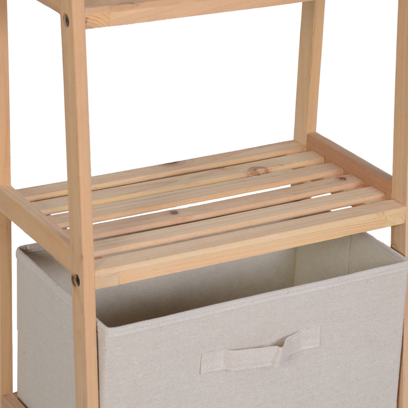 Ραφιέρα δαπέδου με συρτάρια Wolen pakoworld ξύλο ελάτου-ύφασμα σε φυσική-μπεζ απόχρωση 42x27.5x139εκ