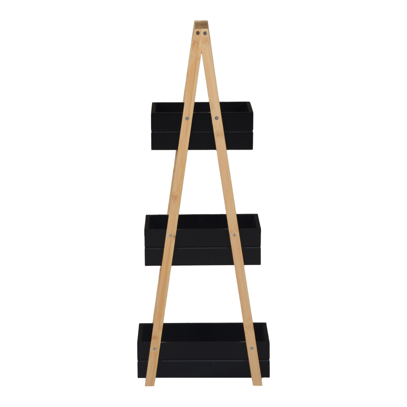 Floor shelf Tercy pakoworld bamboo in black-natural color 30x18x80cm