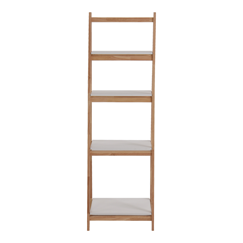 Foldable floor shelf Benwen pakoworld rubberwood-mdf in white-natural color 42x34.5x140cm