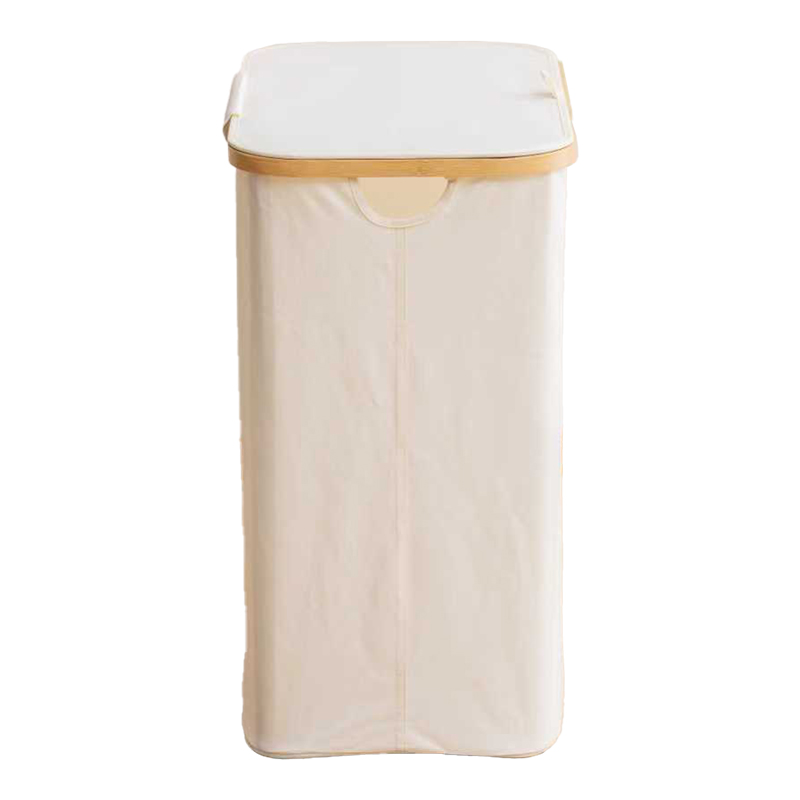 Καλάθι απλύτων Lodge pakoworld μπαμπού-ύφασμα σε μπεζ απόχρωση 54x33x60εκ