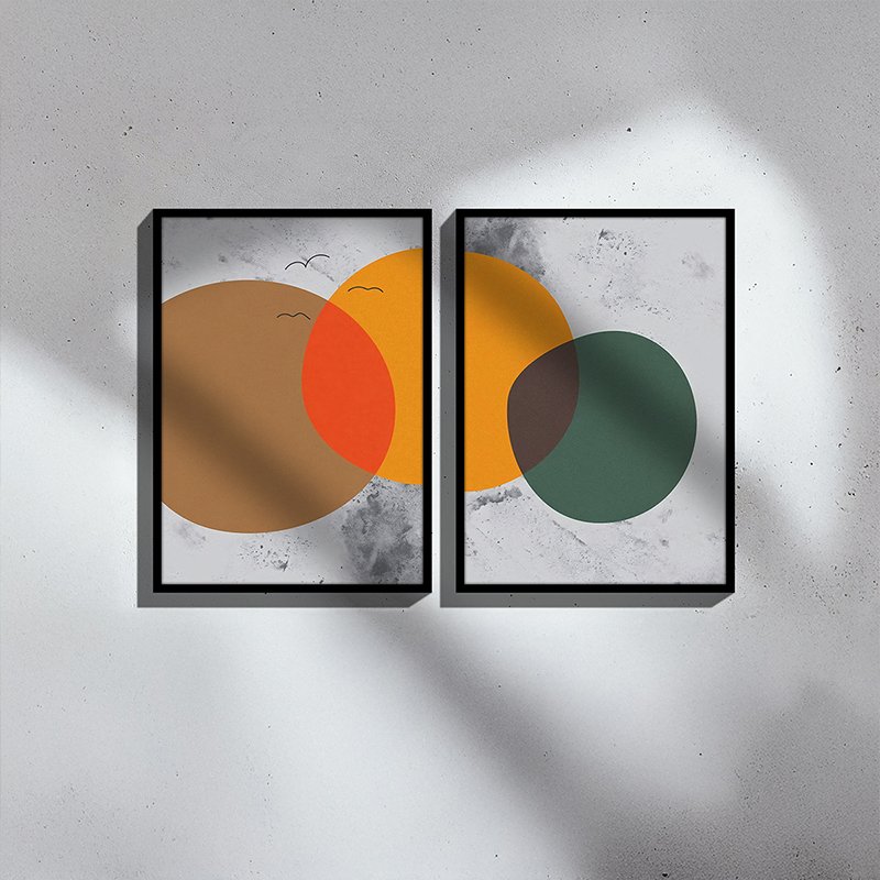 Wall art in frame Derdia I pakoworld diptyque with digital print 33x1.5x48cm