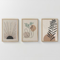 Wall art in frame Gonma pakoworld triptyque with digital print 33x1.5x48cm