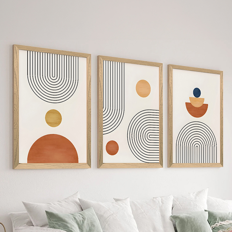Wall art in frame Symmetry pakoworld triptyque with digital print 33x0.3x48cm