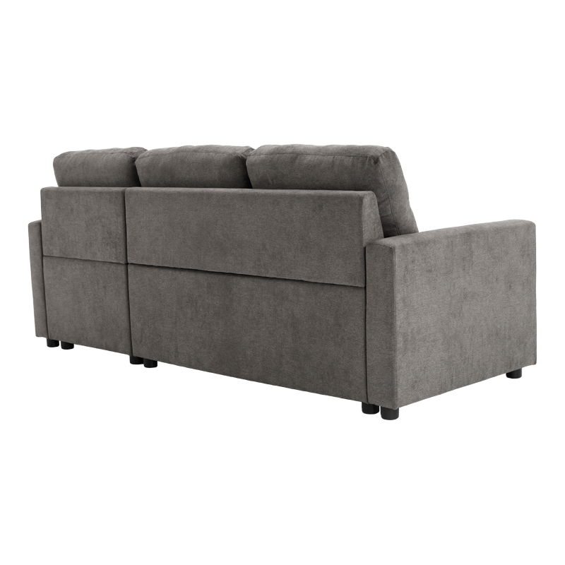 Γωνιακός αναστρέψιμος καναπές κρεβάτι Napora pakoworld με αποθηκευτικό χώρο γκρι ύφασμα 214x83/138x90εκ