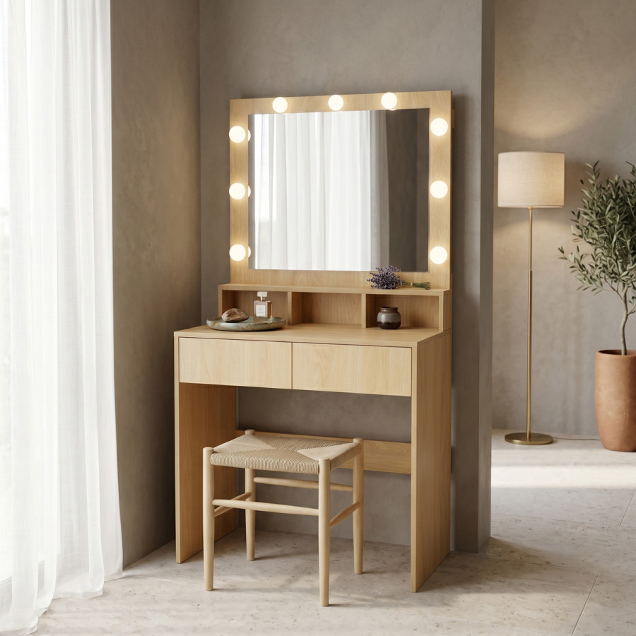 Dressing table Vanity pakoworld with led in natural shade 80x40x140cm