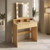 Dressing table Virna pakoworld with led in natural color 80x40x145cm