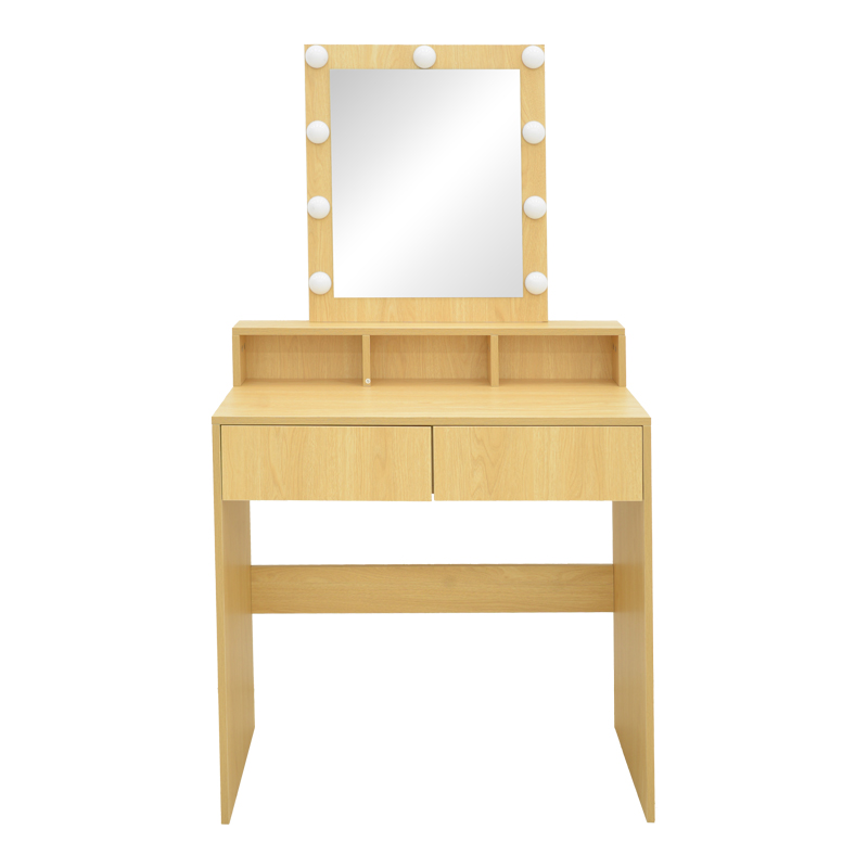 Dressing table Virna pakoworld with led in natural color 80x40x145cm