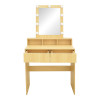 Dressing table Virna pakoworld with led in natural color 80x40x145cm