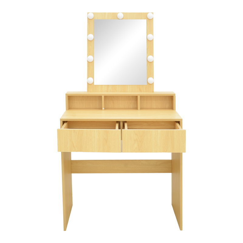 Dressing table Virna pakoworld with led in natural color 80x40x145cm
