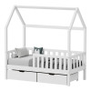 Children's bed Bendina Montessori type with 2 drawers pakoworld pine wood in white 90x190cm