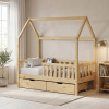Children's bed Bendina Montessori type with 2 drawers pakoworld pine wood in natural 90x190cm